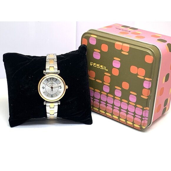 Fossil Women\'s Watch ES5201 Quartz Two Tone Silver Rose Gold Steel 28mm main image 4